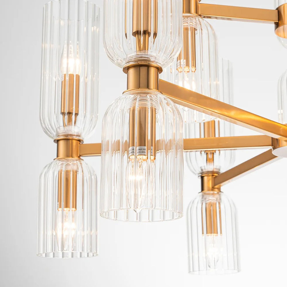 Thumbnail: Éclatant Two-Tier Pendant - Ribbed Glass/Brushed Metal - 86cmWx120cmH - rr$2290