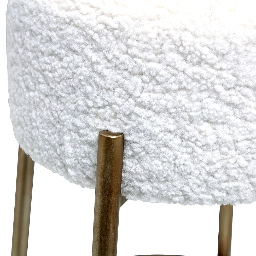 Thumbnail: Marco Kitchen/Dining Stool - White Bouclé/Brushed Brass - rr$490