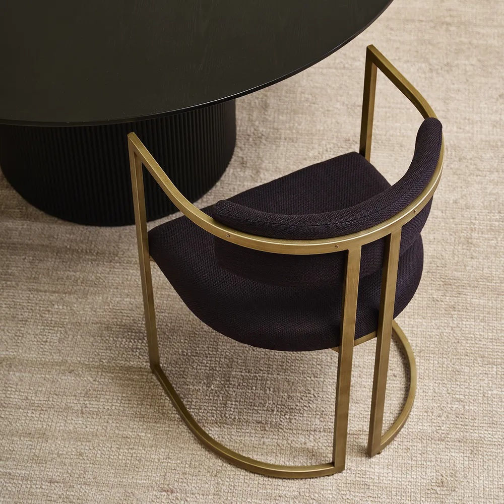 Luca Dining Chair - Antique Brass/Black Linen - 55cm wide rr$610
