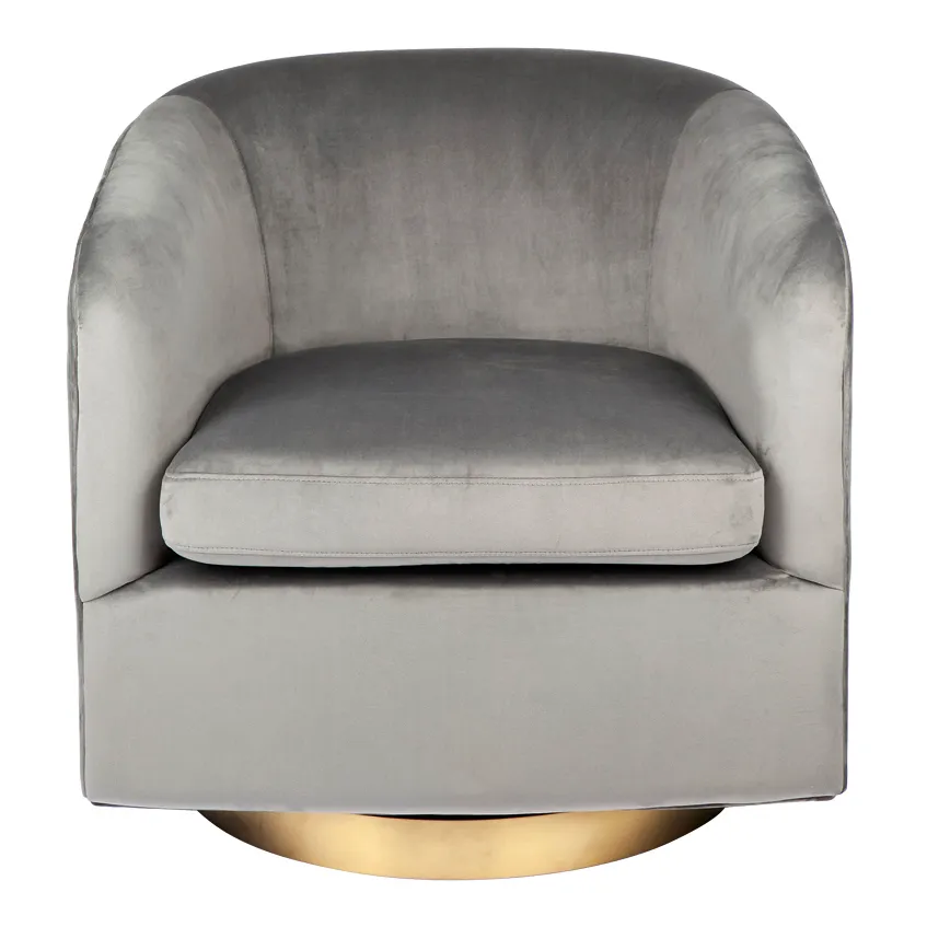 Thumbnail: Bon Swivel Armchair - Charcoal Velvet/Brass - rr$2675