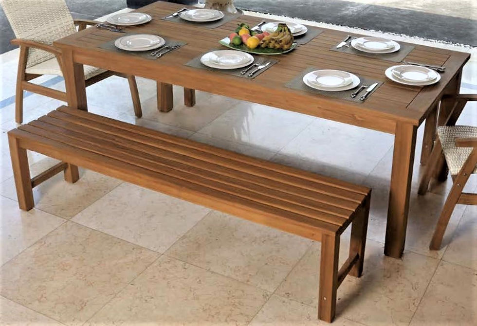 Thumbnail: Solid Teak Outdoor Dining Setting 8-10 Seat - Natural, Smooth Finish - rr$4290