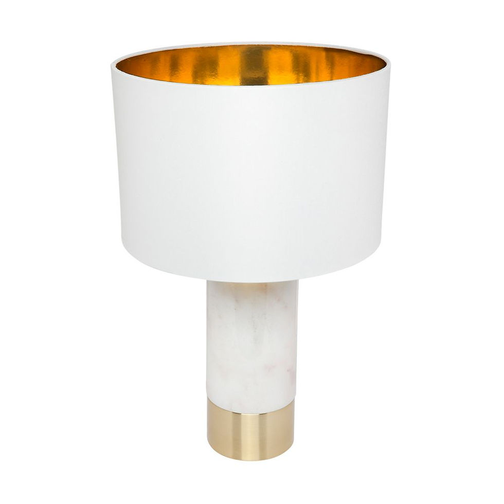Thumbnail: Paola Table Lamp - Marble/Brush Steel/Linen - White/Gold - 62cm high - rr$495