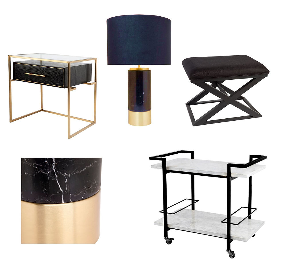Thumbnail: Tasman Bar Cart - White Marble/Black Finished S/S - 92cm wide - rr$3245