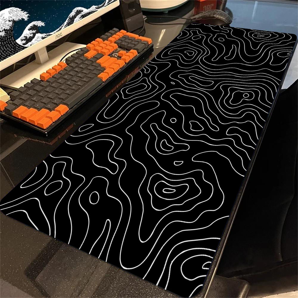 XXL Black Desk Accessories Topographic Mouse Pad Strata Liquid Mousepad Office A