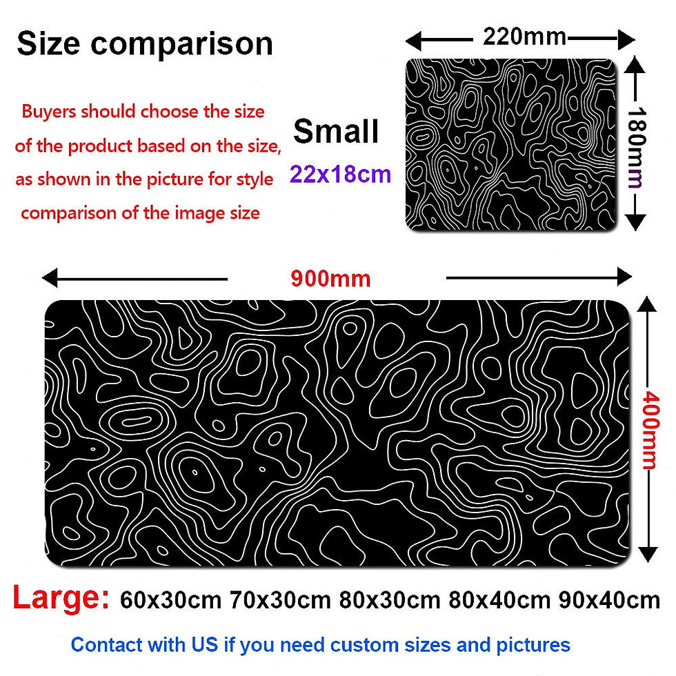 Thumbnail: XXL Black Desk Accessories Topographic Mouse Pad Strata Liquid Mousepad Office A