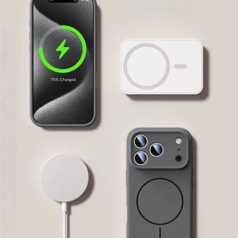 Thumbnail: Magnetic Original Liquid Silicone For Magsafe Phone Case For iPhone 17 16 15 14 