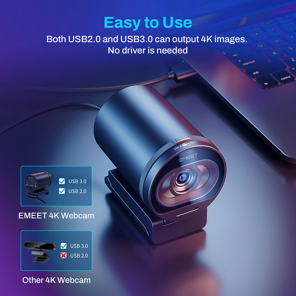 Thumbnail: Webcam 4K Streaming Web Camera 1080P 60FPS USB Camera EMEET S600 Autofocus Livin