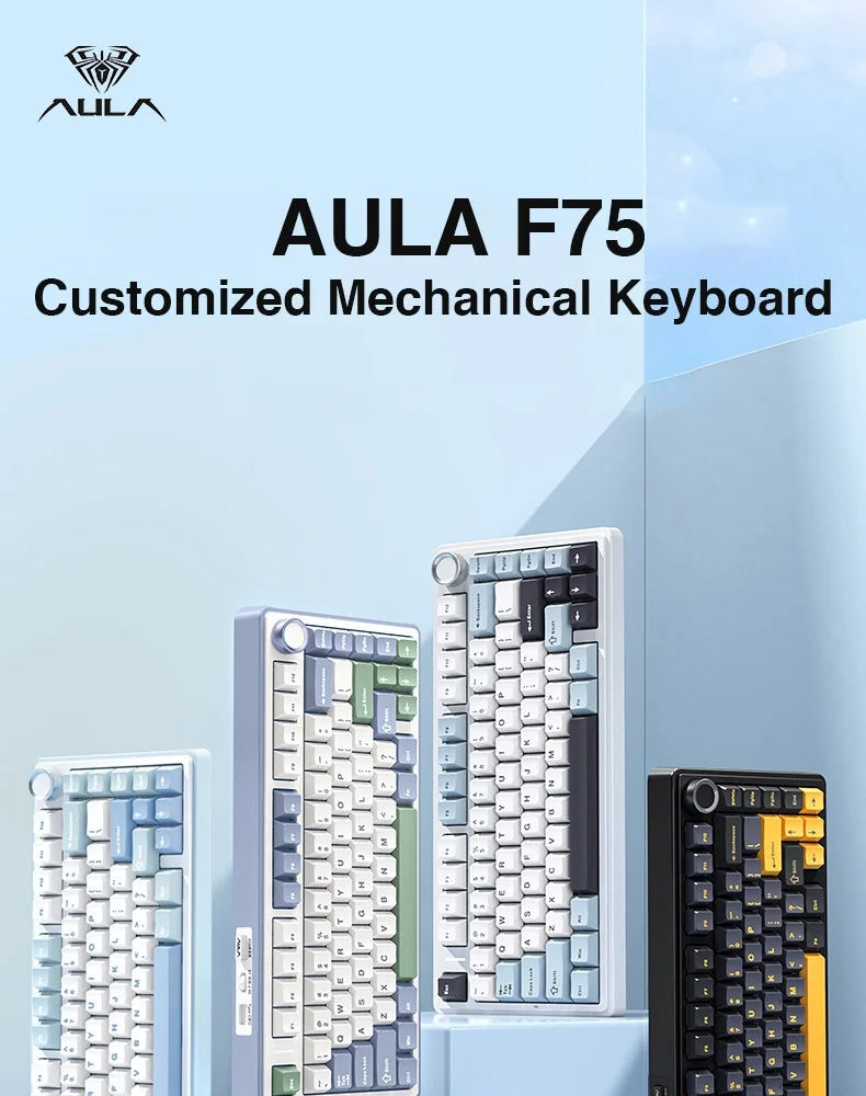 Thumbnail: AULA F75 2.4G Wireless/Bluetooth/Wired Gaming Mechanical Keyboard RGB Customized
