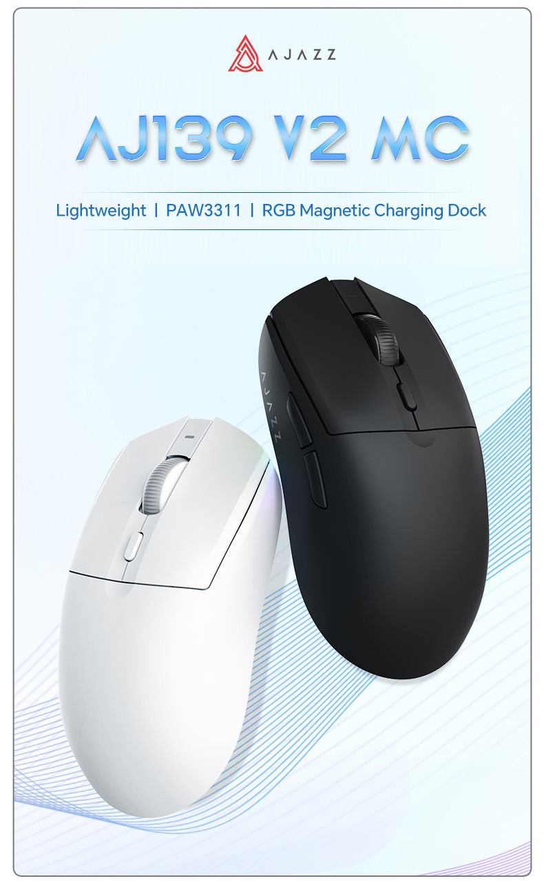 Thumbnail: AJAZZ AJ139 V2 MC/AJ139 PRO Wireless Gaming Mouse PAW3311/PAW3395 Sensor 12000DP