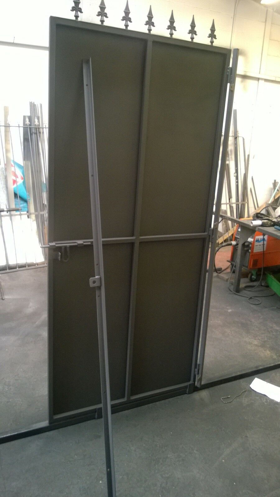 Thumbnail: MH38, Simple Sheeted Metal Gate with slide bolt back view