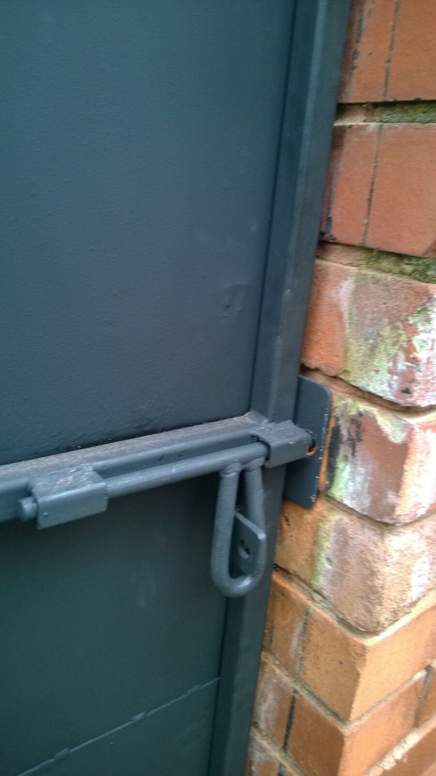 Thumbnail: MH38, Simple Sheeted Metal Gate with slide bolt shown cloe-up