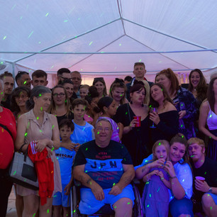family and friends gathered for photo