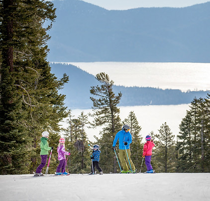 Family enjoying a ski day at Heavenly Resort, California