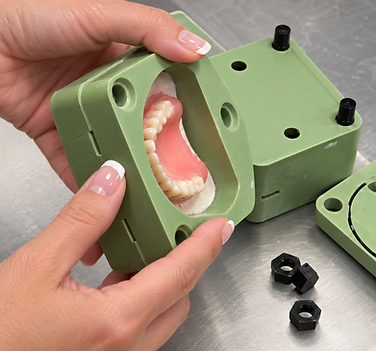 Denture reline being processed in a dental laboratory flask