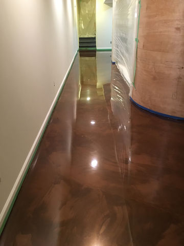 Metallic epoxy flooring in hallway
