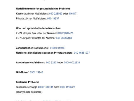 Notfallnummern Hamburg 