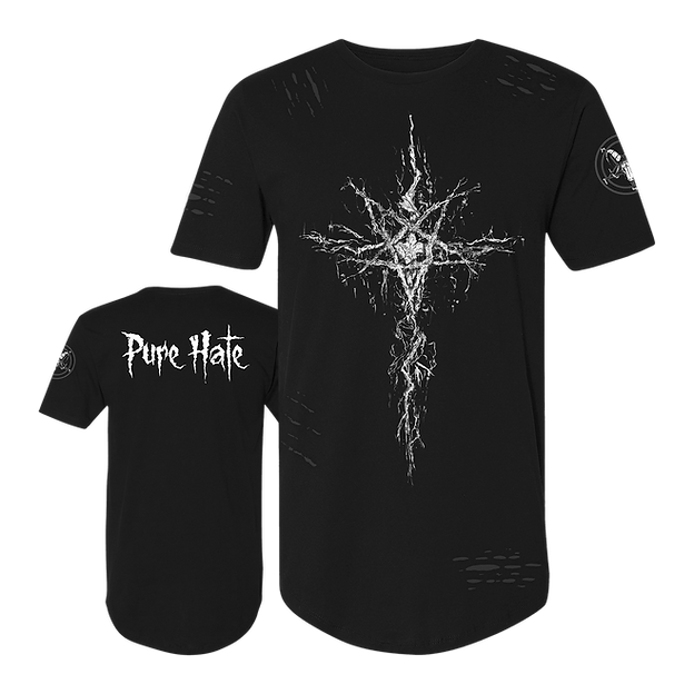 Penta-Cross Drop Tail T-Shirt - Distressed