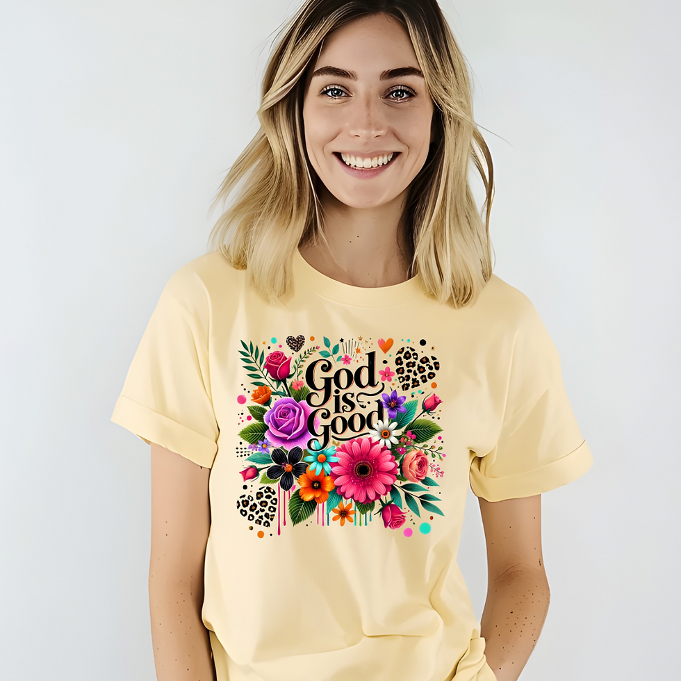 Thumbnail: 🌸 God Is Good — Floral Burst Tee