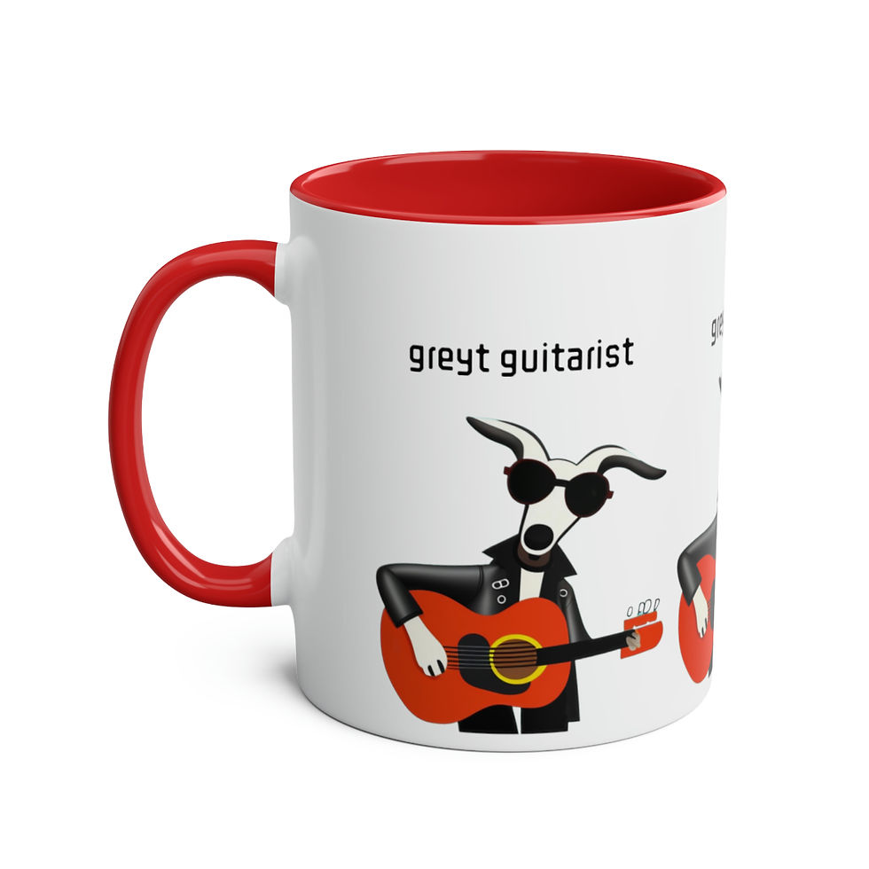Thumbnail: Cartoon Greyhound Guitarist Printed Mug