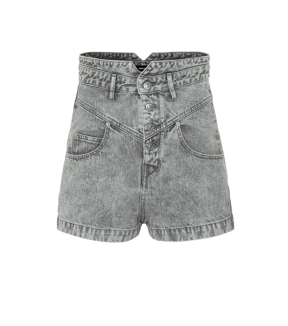 High Rise Denim Shorts Black Light Wash