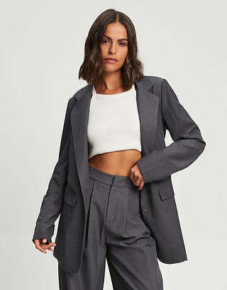 Classic Grey Blazer forever new witchery tailored blazer coat jacket puffer winter knitwear corporate office streetwear boxy over sized relaxed everyday womens top