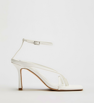 White Cross Strap Heels stiletto ankle Bella Leopardo Leopard print cheetah animal Leather high heel stilettos heels shoes womens ladies luxury designer styles 2021 trends flats tan cream beige black brown nude white ecru spring summer autumn winter footwear apparel clothes bottega veneta