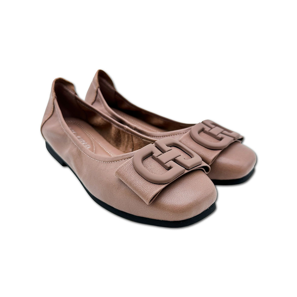 縮圖：粉紫色方釦芭蕾平底鞋