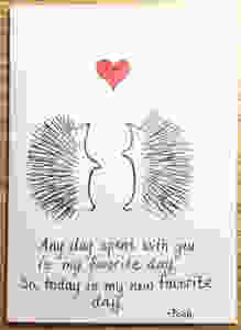 Card: Hedgehogs--favorite day is with you. Copyright LTC.