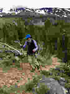 Dotty slogging up the mountain
