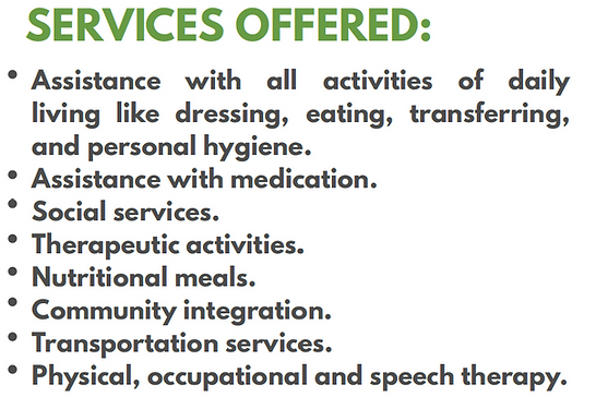 Services offered at adult daycare