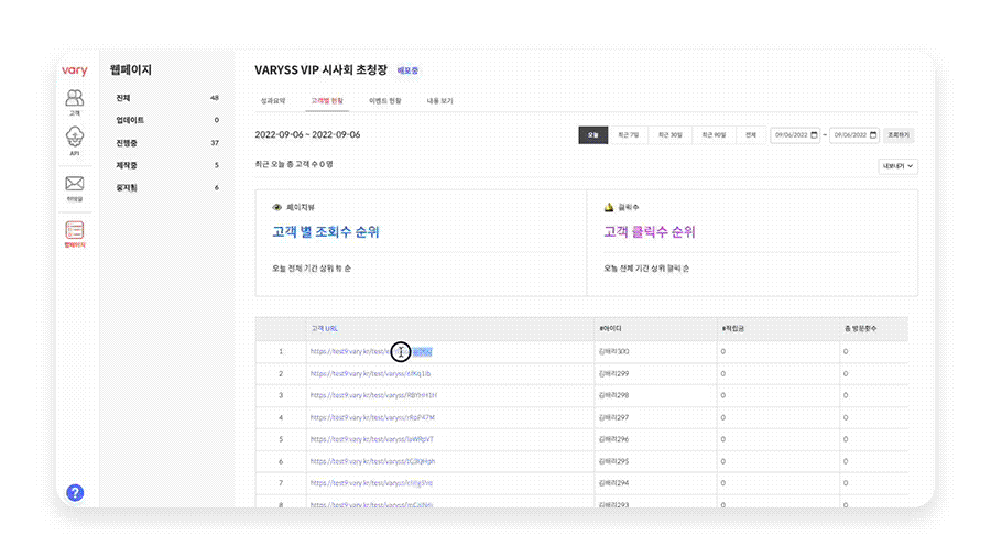 고객별로 URL이 생성되기 때문에 개별적인 데이터를 모을수 있다