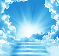 Stairway to Heaven.Stairs in sky. Conce