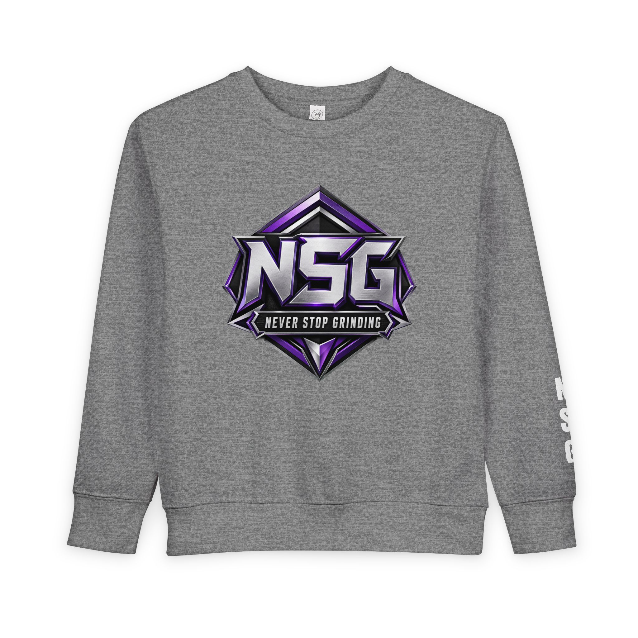 Toddler Sweatshirt — NSG "Never Stop Grinding" Logo Crewneck (Grey, Kids)