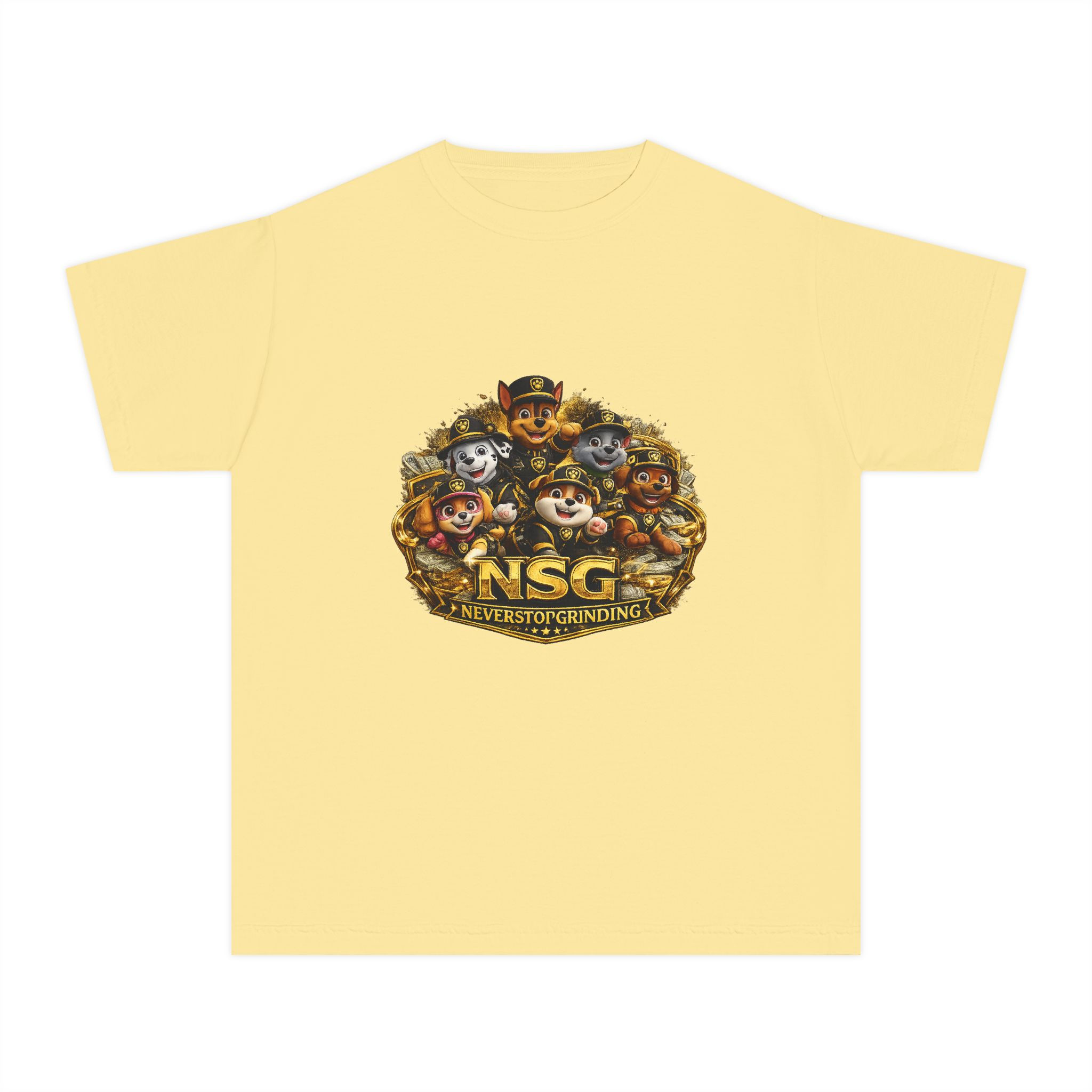 Youth Tee — Cute Animal Crew 'NSG Never Stop Grinding' Graphic Shirt