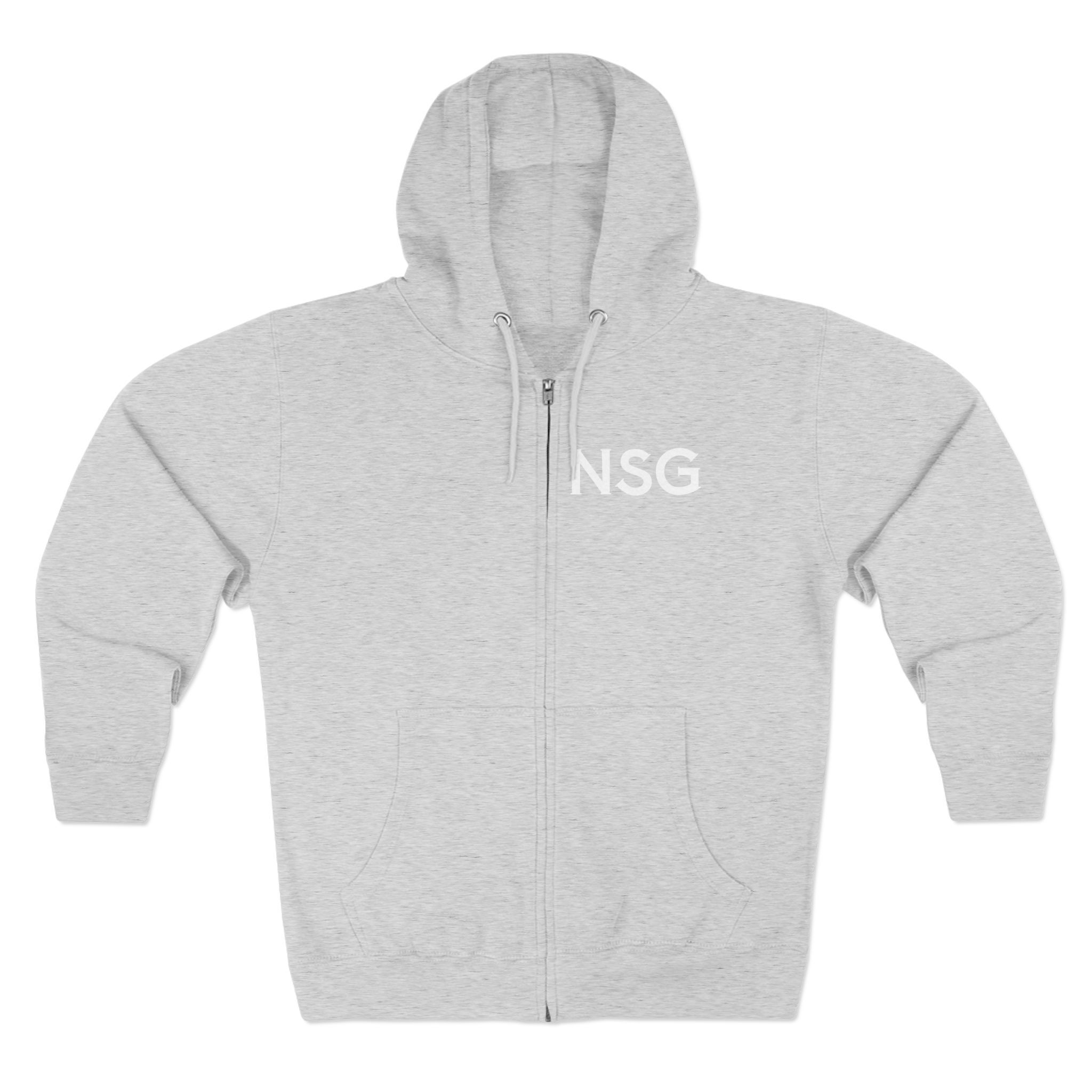 NSG Minimalist Zip Hoodie — Lightweight Grey Full‑Zip Sweatshirt