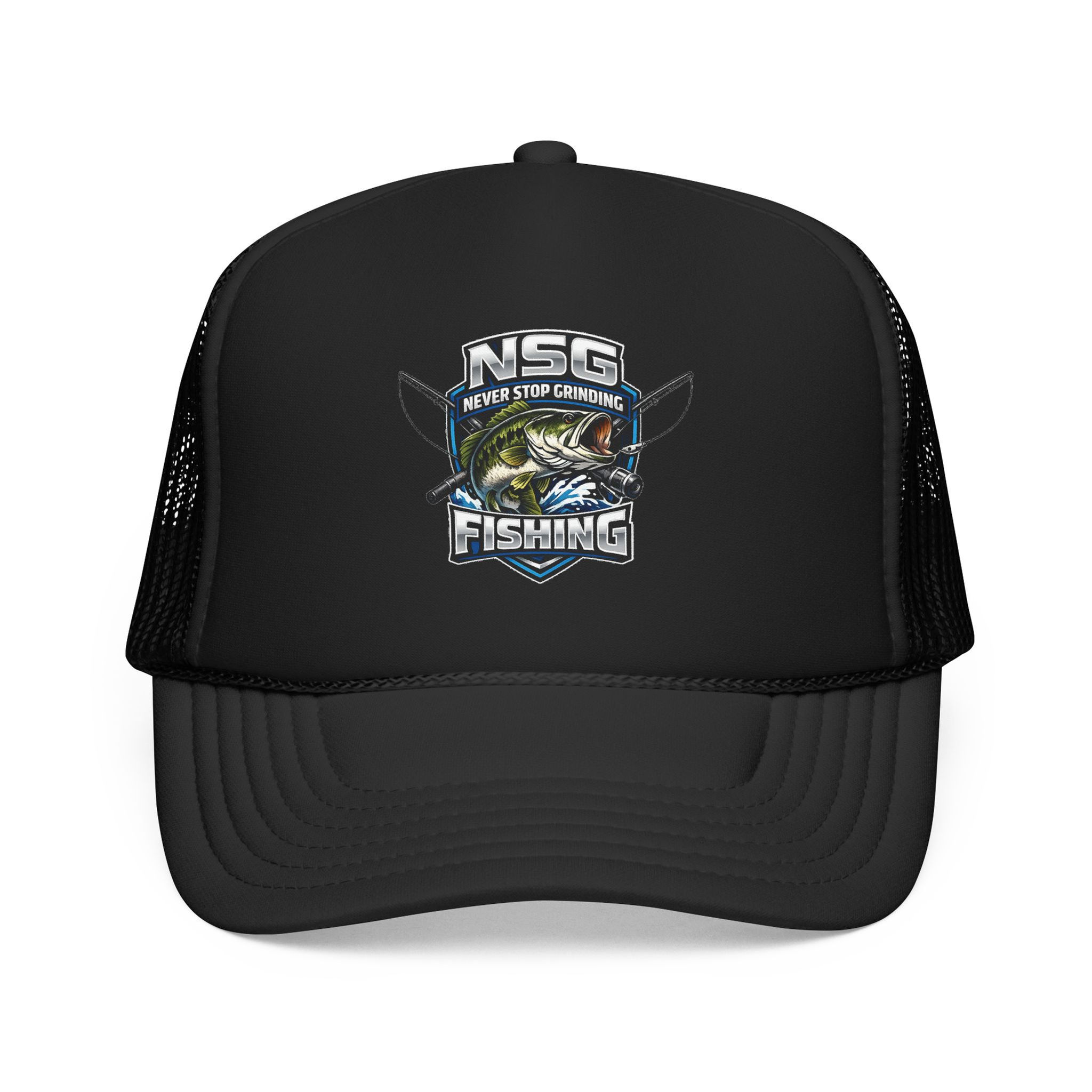 Fishing Trucker Hat — NSG 'Never Stop Grinding' Bass Logo