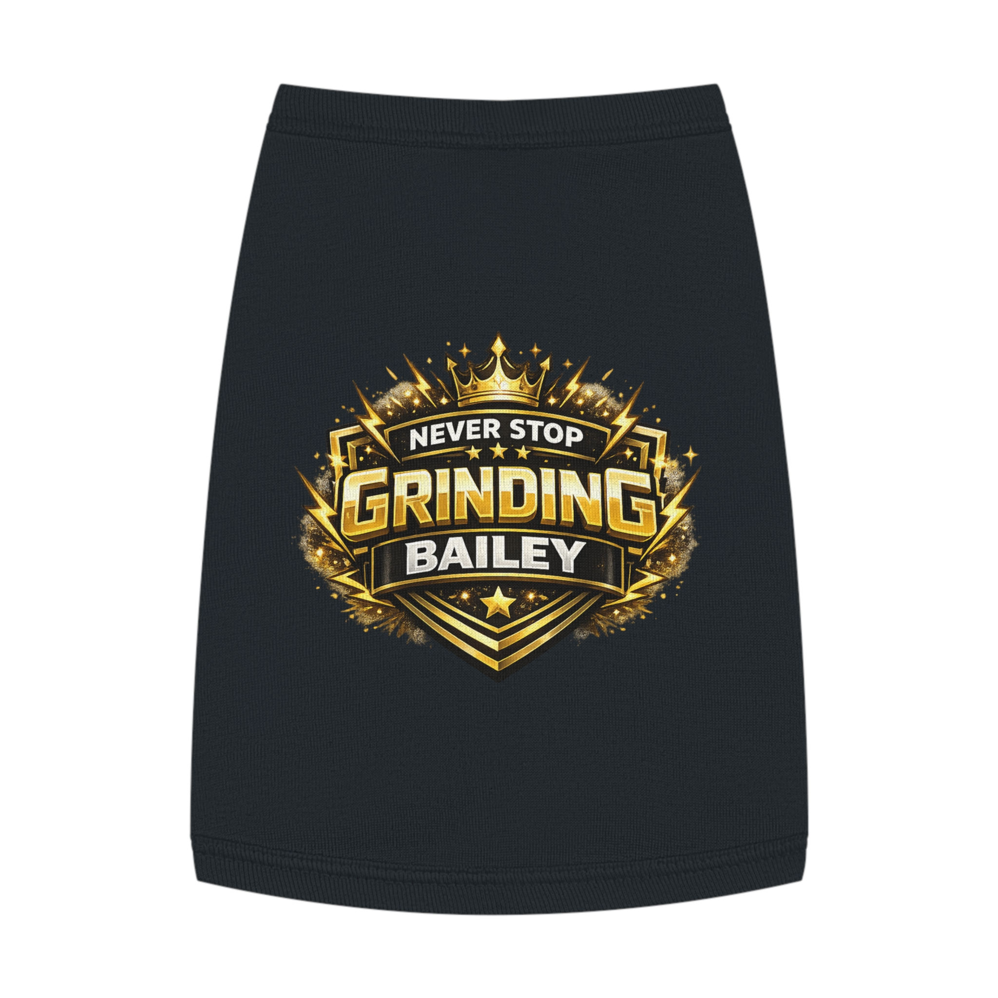 Pet Tank — "Never Stop Grinding" Personalized Dog Tank Top (Custom Name)