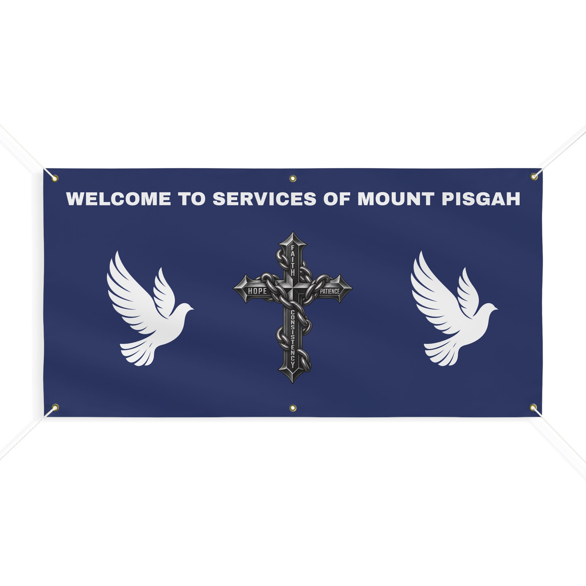 Custom Welcome to Services of Mount Pisgah Banner Church Event Sign with Cross