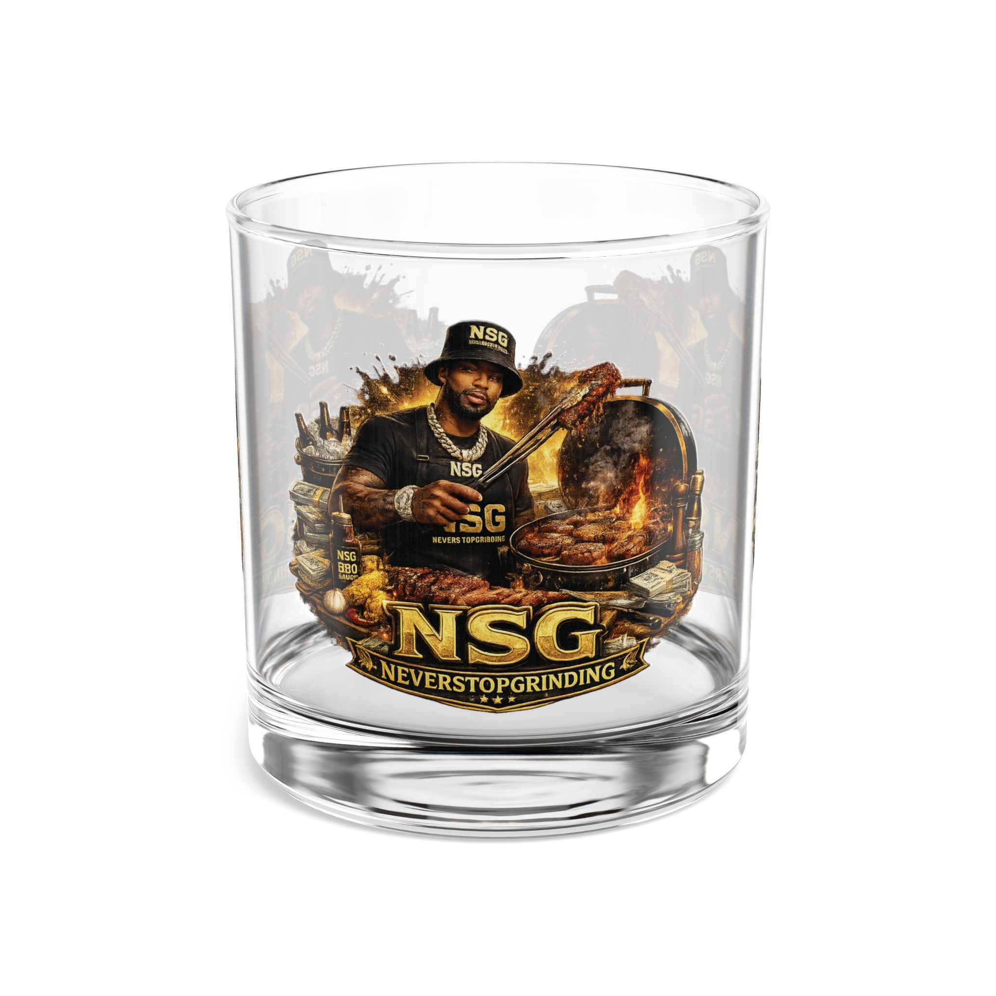 Rocks Glass — NSG "Never Stop Grinding" 10oz Whiskey Glass