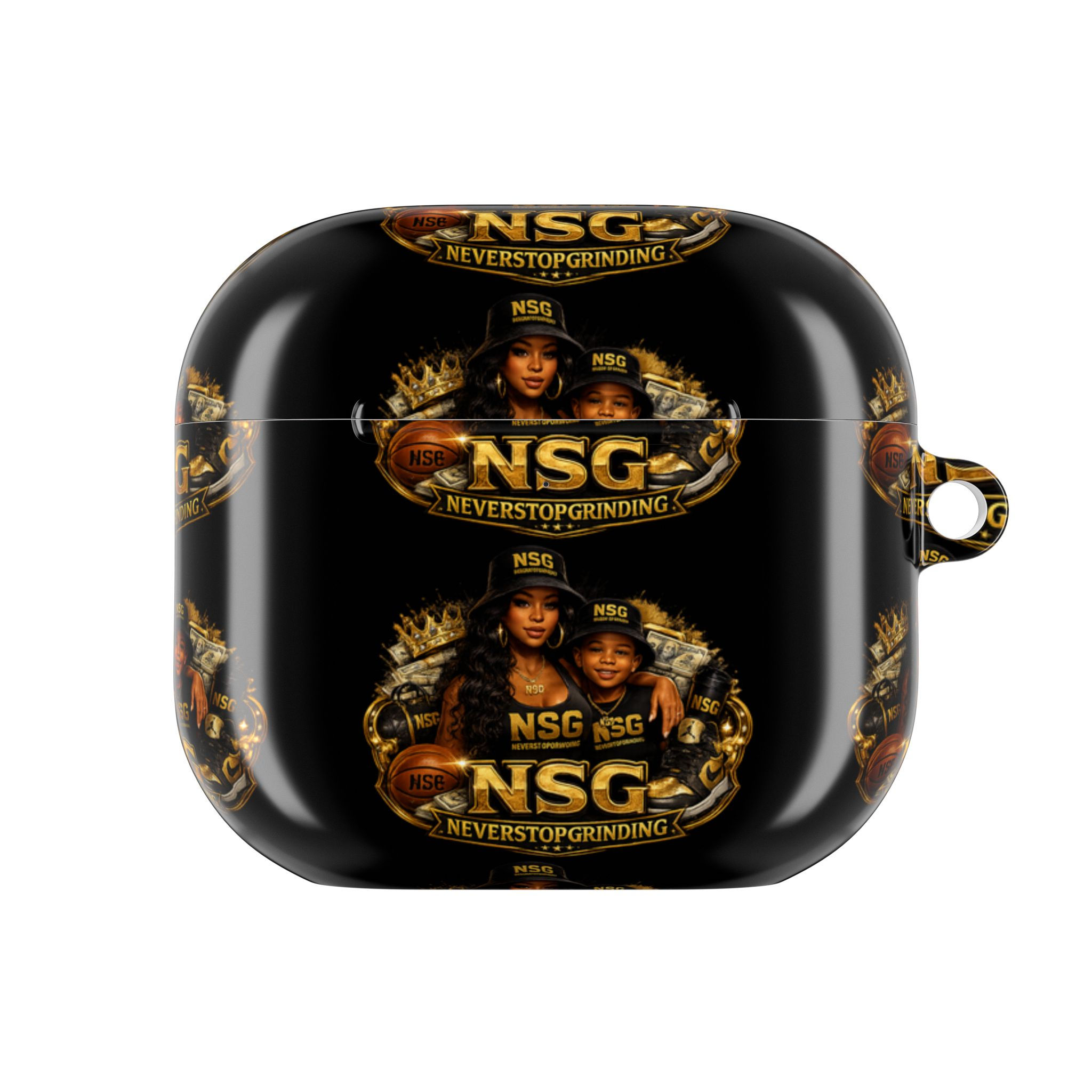 NSG 'Never Stop Grinding' Black Graphic AirPod Case