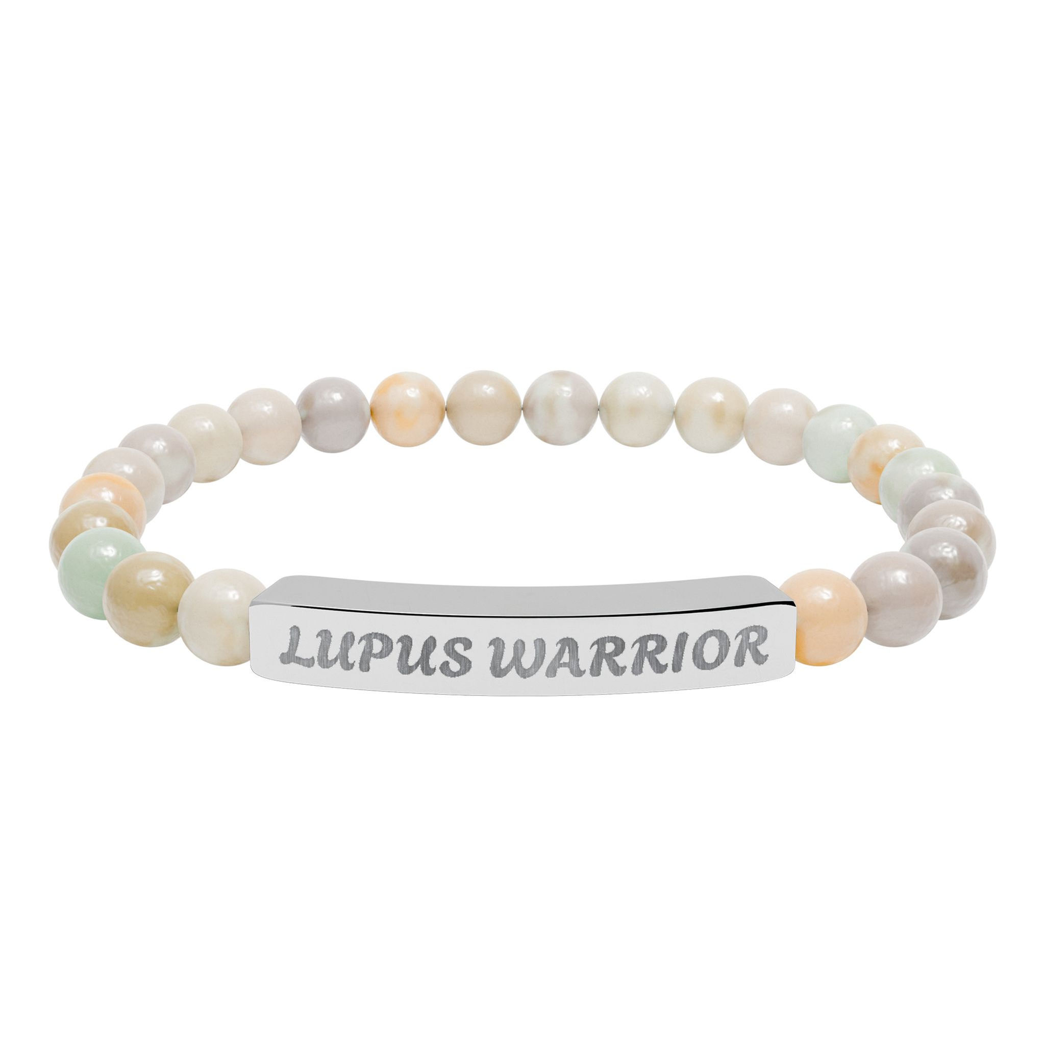 Custom Lupus Warrior Natural Stone Stretch Bar Bracelet