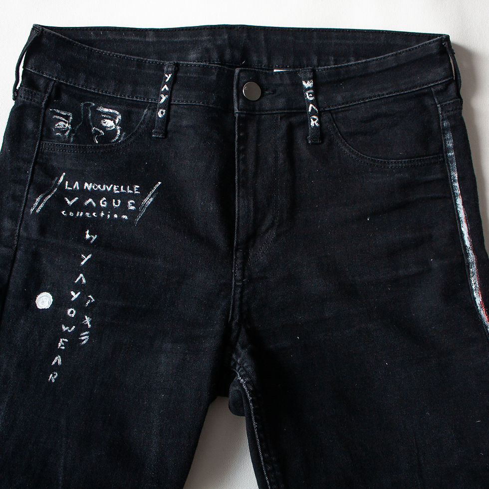 Thumbnail: Black skinny Denim with Jean-Luc Godard YAYOWEAR