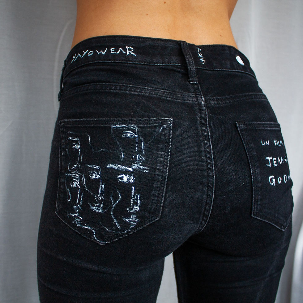 Thumbnail: Black skinny Denim with Jean-Luc Godard YAYOWEAR