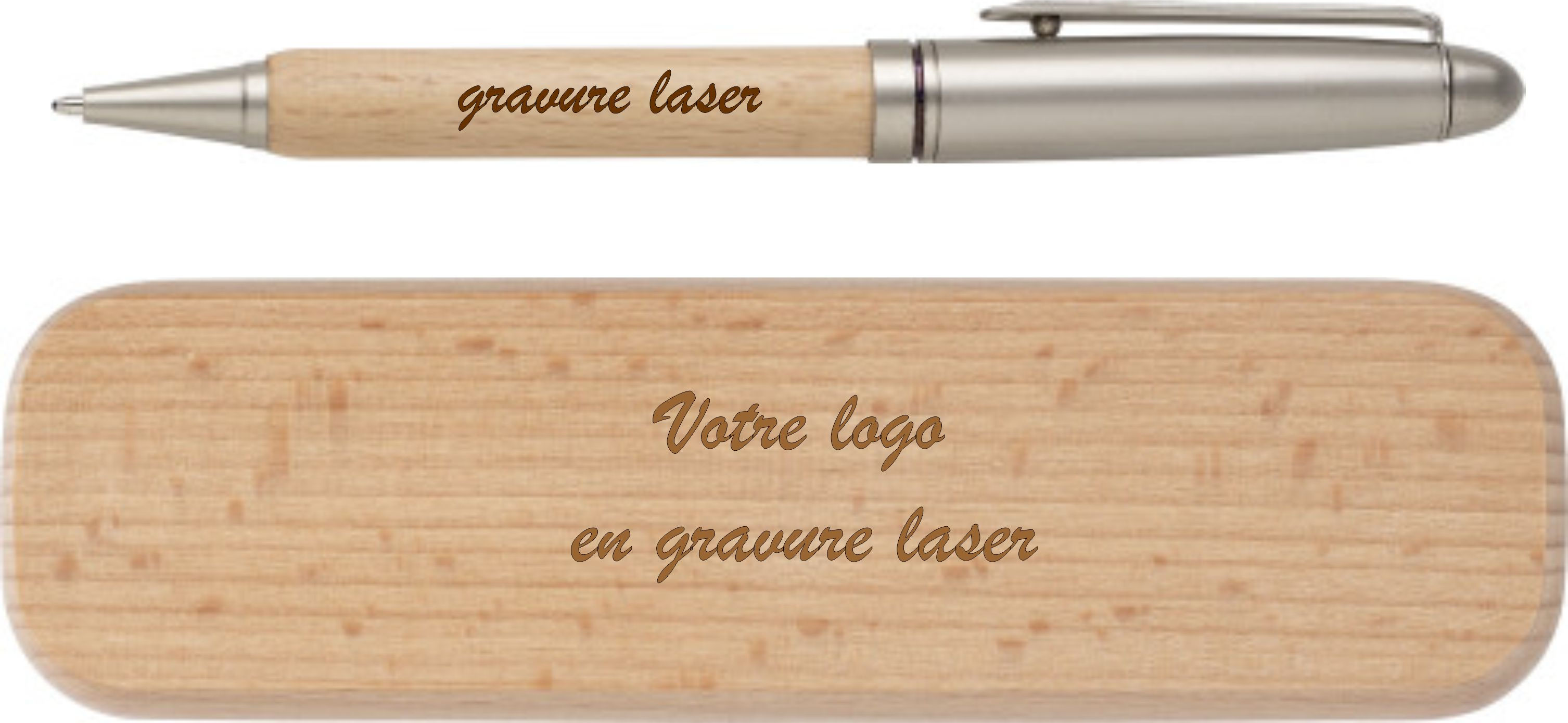 Coffret stylo bois de hêtre.