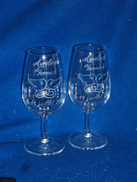 Verre à vin gravé x 6