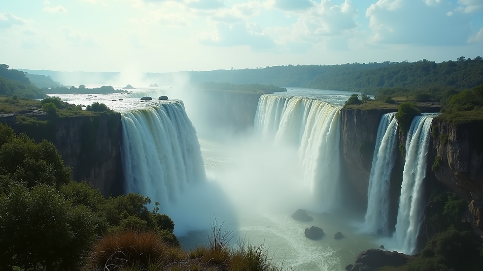 Wide angle view of the majestic Victoria Falls
