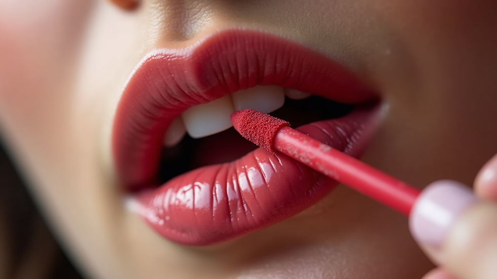 Close-up view of a custom lipstick being mixed at Lips by You Lab