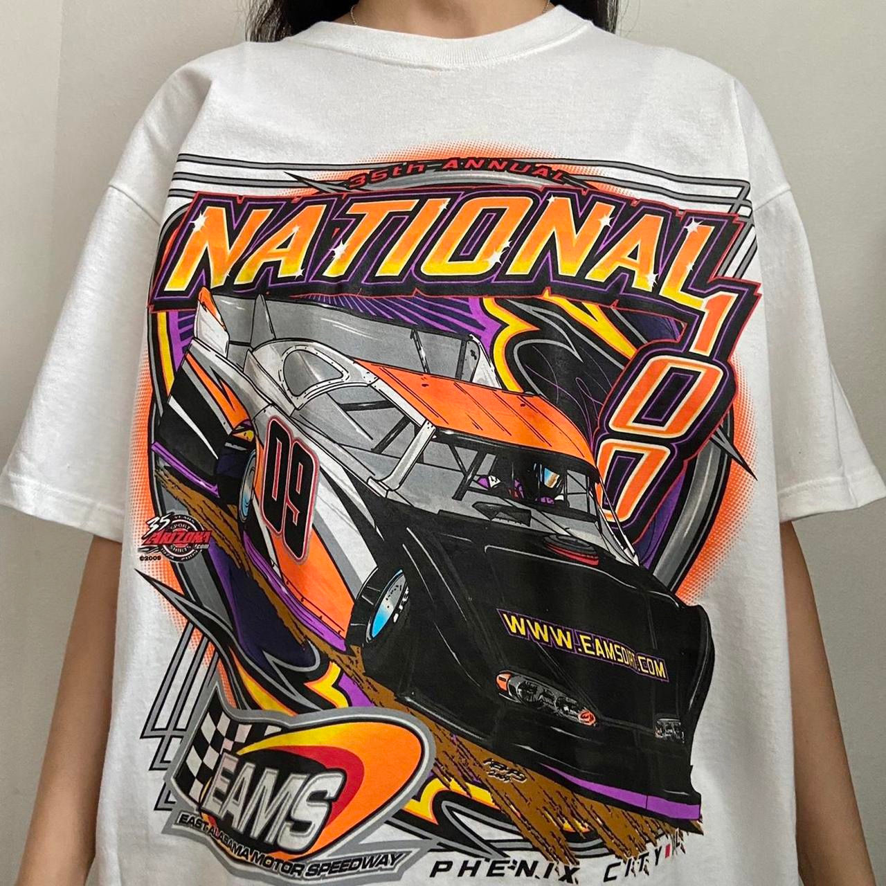 Vintage Motor Speedway Nascar Graphics White Tee Shirt