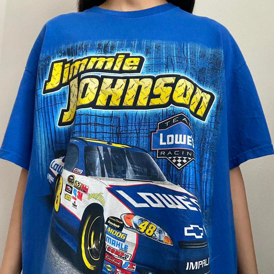 Vintage Jimmie Johnson Nascar Graphics Blue Tee Shirt