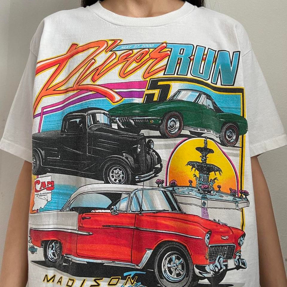 Vintage River Run 2000 Racing Graphics White Tee Shirt